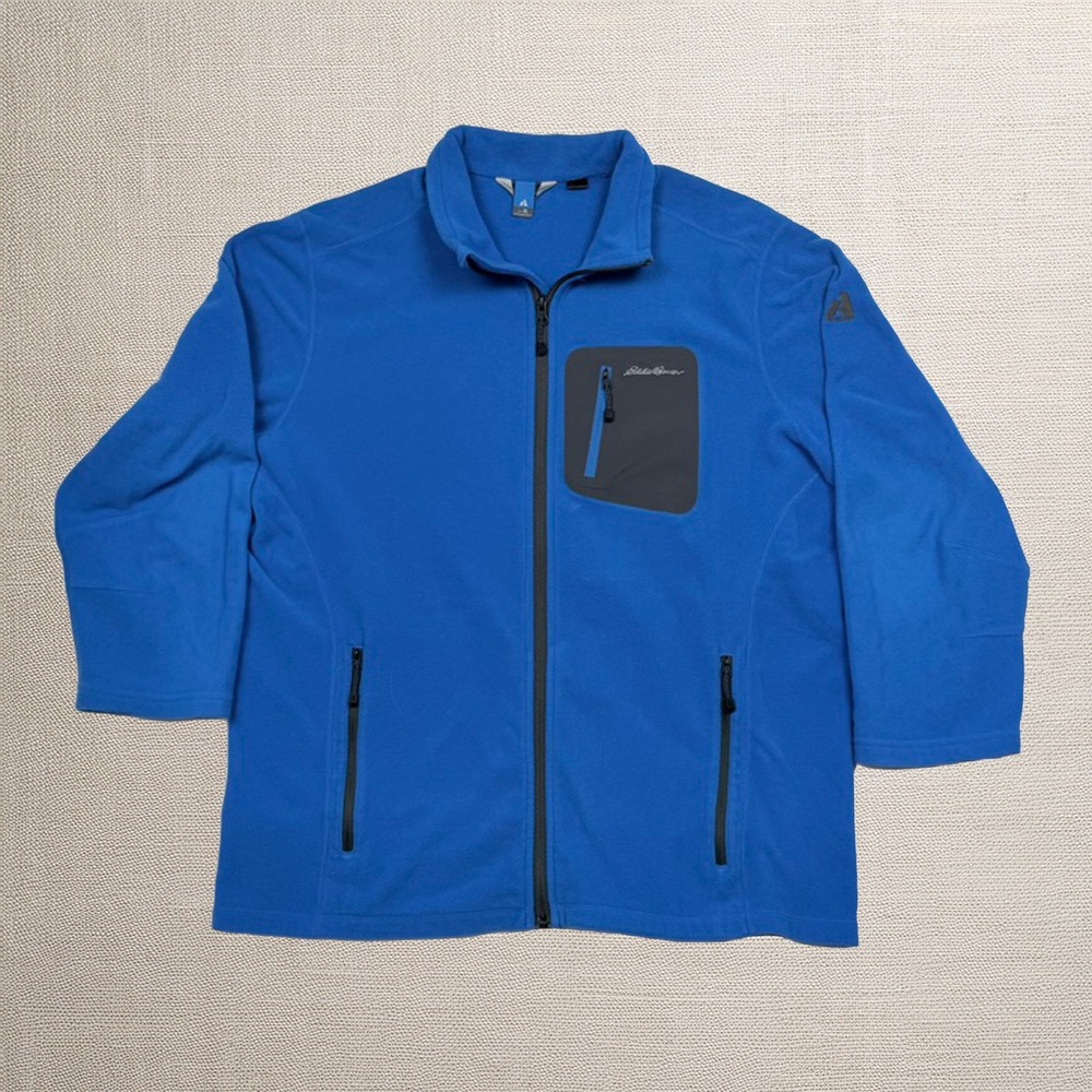 Eddie Bauer Sandstone Backbone Jacket XL Blue Soft Shell Full Zip Outdoor Coat